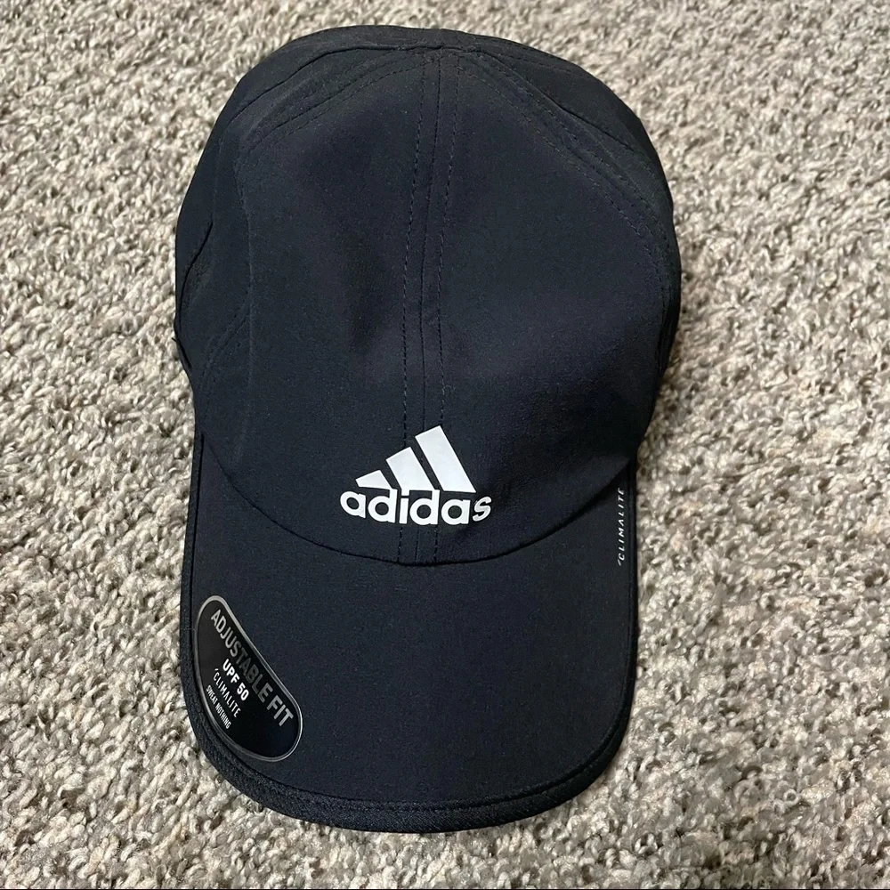 Adidas Climalite baseball cap hat black adjustable lightweight moisture-wicking‎